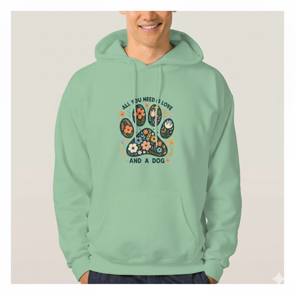 Hoodie: ALL YOU NEED IS LOVE AND A DOG