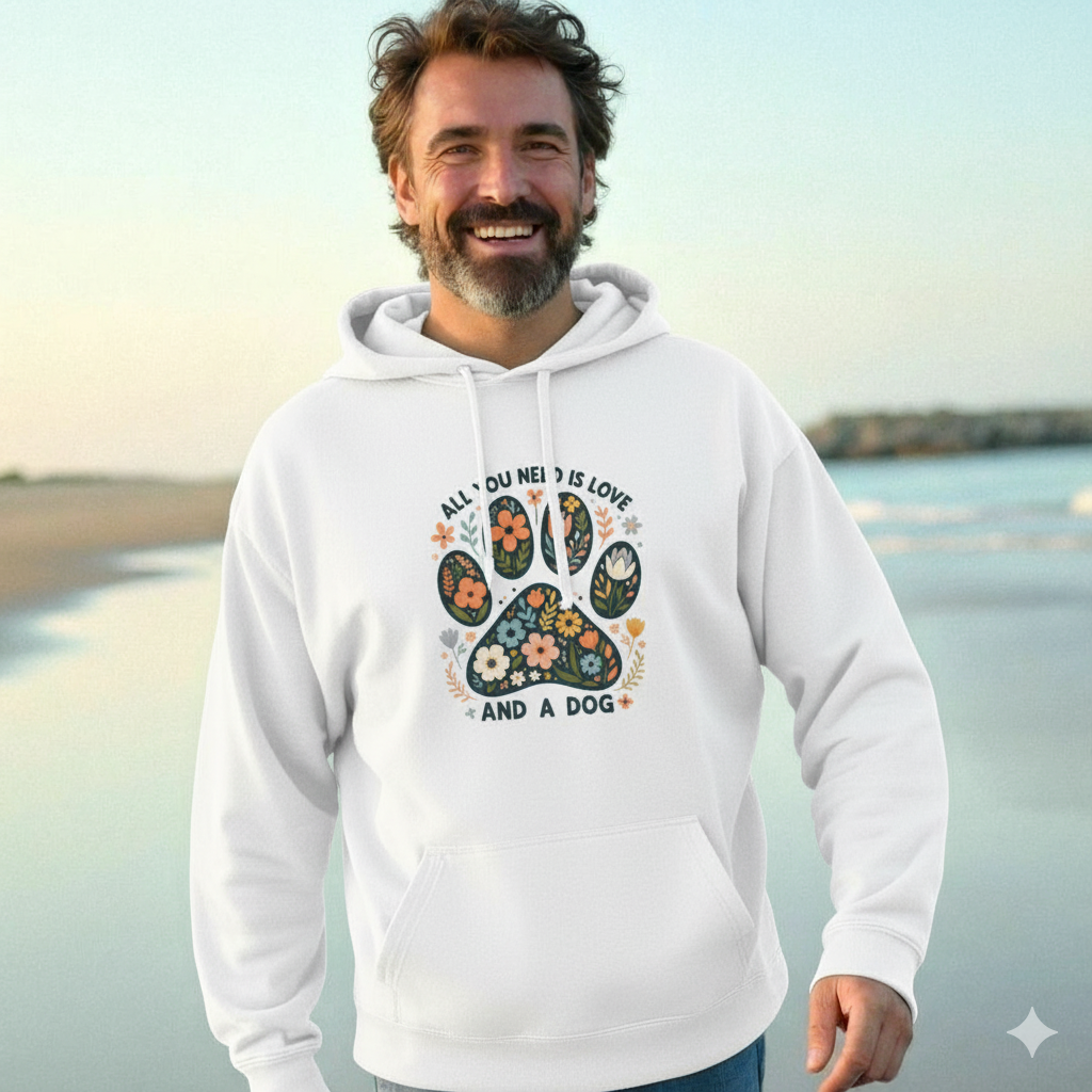 Hoodie: ALL YOU NEED IS LOVE AND A DOG